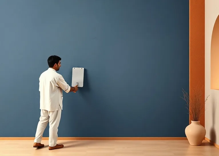 Application d'un enduit décoratif à la lisseuse sur un mur