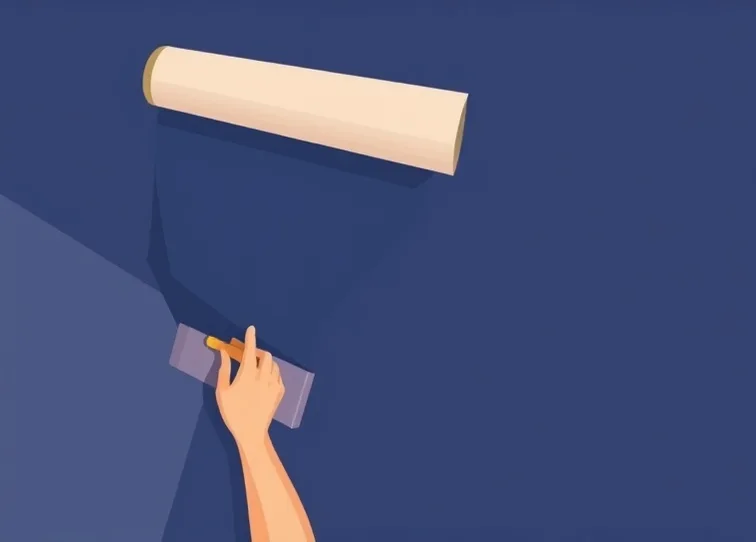Pose de papier peint, rouleau et brosse à maroufler